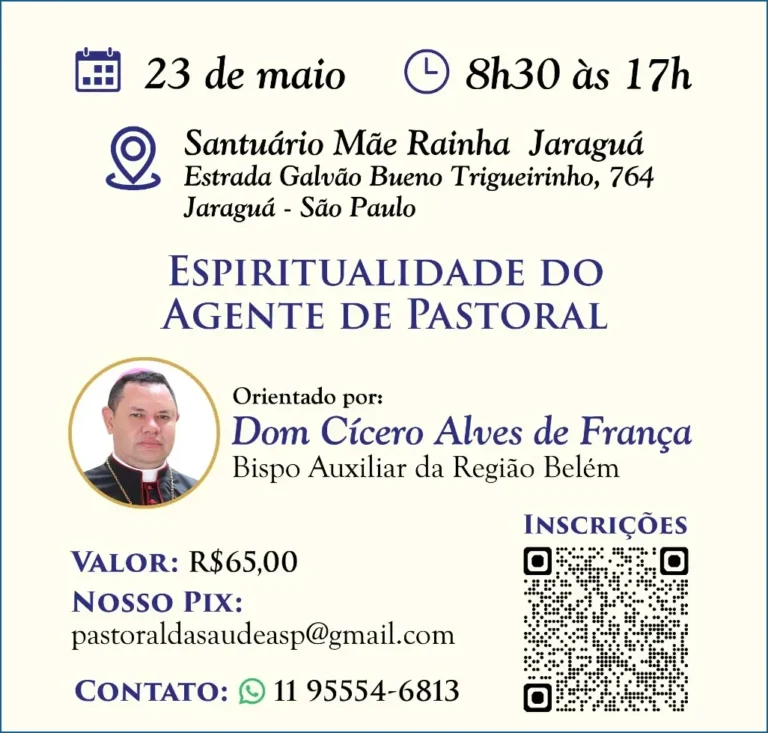 Retiro Pastoral da Saúde e dos Enfermos no dia 23 de maio