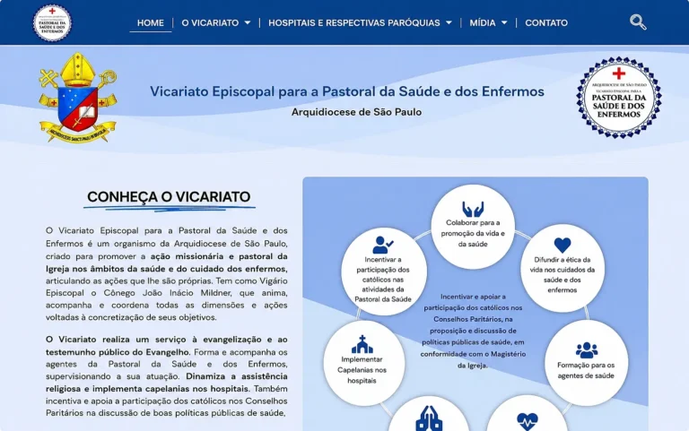 Novo site dá mais visibilidade às ações do Vicariato  Episcopal para a Pastoral da Saúde e dos Enfermos